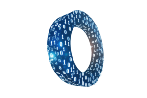 3D digital ring with binary code. Futuristic technology, data, and digital information concept. Ideal for tech, science, and virtual themes. png