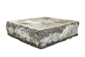 Isolated square concrete block with rough texture and weathered appearance, suitable for construction, industrial, and artistic uses. png