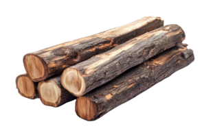 Stack of six logs with rough bark and smooth cut ends, representing natural wood texture for firewood, carpentry, or craft purposes. png