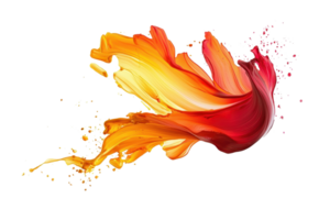 Vibrant abstract digital artwork resembling a colorful bird in flight, blending red, orange, and yellow hues with dynamic brush strokes. png