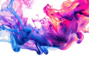 Vibrant abstract watercolor art with dynamic pink and blue hues blending together in a fluid pattern, creating a stunning visual effect. png