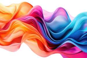 Vibrant abstract wave of colorful silk, blending shades of orange, pink, and blue for a dynamic and energetic visual effect. png