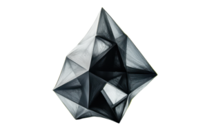 Abstract geometric black and white crystal pattern isolated on transparent background. perfect for modern design and art concepts. png