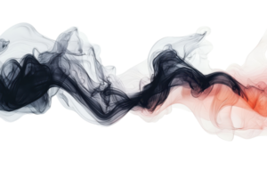 Abstract black and red ink smoke in water creating beautiful, flowing wave patterns on a transparent background. perfect for artistic and design projects. png