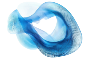 Abstract blue wavy shape, digitally generated on transparent background. Ideal for technology, design, and artistic projects. png