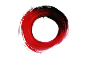 Abstract red and black circular brush stroke, symbolizing energy and motion, isolated on transparent background. png