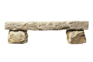 Ancient stone bench isolated on transparent background. Rustic, weathered stones provide a sense of history and durability. png