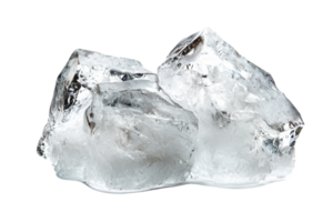 Close-up of clear ice cubes isolated on a transparent background. showcasing their crystal texture and smooth surfaces. png