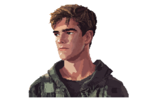 A digital portrait of a young man with a determined expression. The artwork showcases detailed brush strokes and a realistic finish. png
