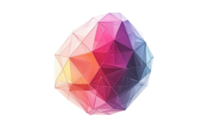 Colorful geometric crystal with abstract polygon shapes, perfect for modern digital design and artistic backgrounds. png
