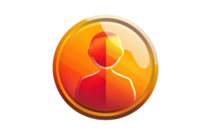 Colorful glossy user profile icon with a person silhouette. Ideal for user interface elements and digital design projects. png