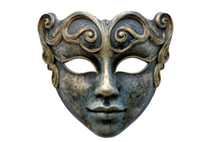 Intricate bronze masquerade mask with swirling patterns, showcasing artistic craftsmanship. Ideal for events, decoration, and theatrical performances. png