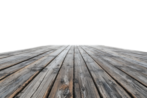 Rustic wooden deck or floor with a perspective view, ideal for product placement or background use. png