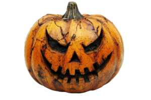 A spooky carved Halloween pumpkin with an intimidating face, perfect for autumn and Halloween-themed decorations and content. png
