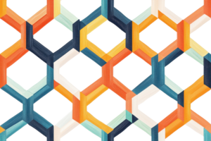 Colorful modern geometric pattern with interlocking hexagons in various shades. Perfect for design backgrounds and art projects. png