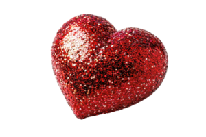Glittering red heart symbolizing love and romance, perfect for Valentine's Day themes, wedding designs, and romantic projects. png