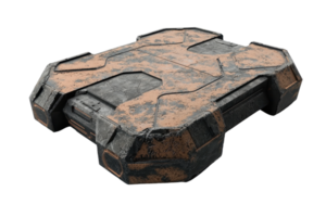 Futuristic sci-fi container with rugged design and weathered texture, ideal for game assets, design projects, or concept art. png