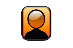 Abstract orange avatar icon with a person silhouette on a transparent background. suitable for user profile or online identity representation. png