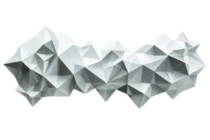 Abstract low-poly geometric sculpture with sharp angles and facets in white, isolated on a transparent background. png