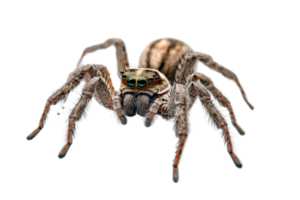 Close-up image of a detailed spider isolated on a transparent background. showcasing intricate patterns and textures. png