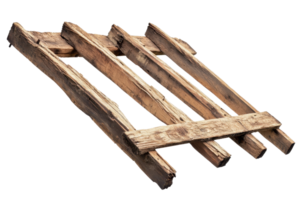 Rustic wooden ladder isolated on transparent background. showcasing rough texture and aged wood. Ideal for woodworking, rustic decor, or vintage themes. png
