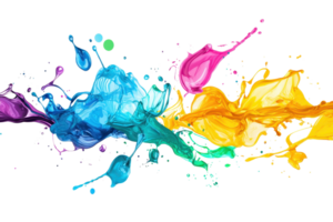 Vibrant splash of colorful paint on transparent background. showcasing a dynamic burst of hues and artistic expression. Perfect for creative projects. png