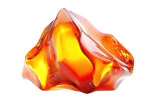 Vivid orange gemstone in abstract shape, isolated on transparent background. High-quality stock photo for jewelry design and creative projects. png