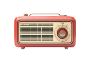 Clásico rojo radio con un retro diseño y clásico marca, Perfecto para un nostálgico toque a ninguna espacio. aislado en transparente antecedentes. png