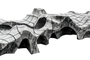 Abstract 3D wireframe structure with dynamic curves and geometric patterns, isolated on transparent background. perfect for modern design concepts. png