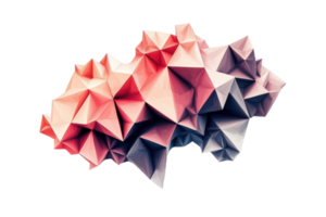 Abstract geometric shapes in a vibrant gradient creating a visually striking modern design with 3D polygonal facets background concept. png