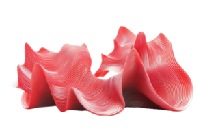 Abstract red sculpture with flowing, wave-like curves on a transparent background. showcasing modern artistic expression and creativity. png