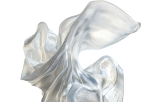 Abstract silky white fabric in motion, isolated on transparent background. Elegant and flowing textile design for backgrounds and projects. png