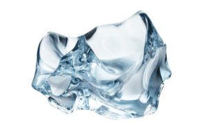 Close-up of a crystal-clear ice cube isolated on a transparent background. showcasing its unique shape and clarity. png