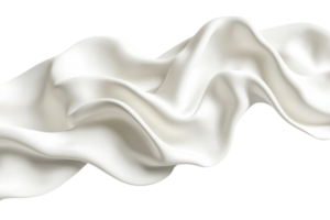Elegant draped white silk fabric with flowing, soft folds creating a luxurious, smooth texture, isolated on a transparent background. png