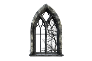 Gothic arched window frame isolated on a transparent background. Perfect for architectural and historical concepts and designs. png