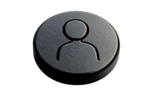 Black circular button with person icon. Simple, minimalistic design ideal for user interface, profile images or web icons. png