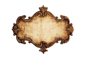 Ornate vintage label with intricate floral design. Perfect for invitations, posters, and nostalgic projects, enhancing elegance and sophistication. png