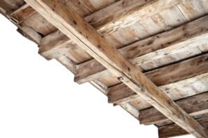 Rustic wooden ceiling beams showcasing natural wood texture and vintage architectural design, ideal for interior design and construction projects. png