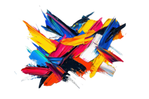 Vibrant abstract painting with bold, colorful brushstrokes creating a dynamic and expressive modern art piece. png