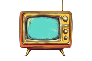 Vintage television illustration with retro design. Perfect for nostalgic projects, artistic designs, and media-related content. png