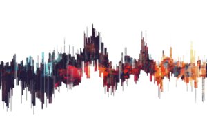 Abstract colorful soundwave graphic art representing music rhythm, suitable for digital art, music, and technology themes. png