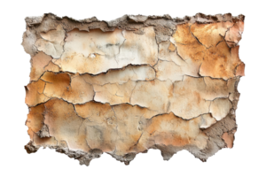 Close-up of an old, peeling plaster wall with cracked and weathered texture, perfect for various design and background applications. png