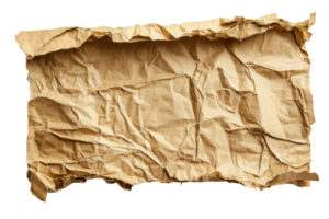 Crumpled brown paper texture background. Ideal for art projects, design elements, and creative inspiration. High resolution image. png