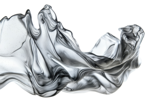 Ethereal abstract silver fluid in motion, creating mesmerizing patterns and textures with a contemporary artistic flair. png