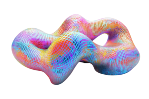 Colorful abstract 3D shape with vibrant mesh texture. Perfect for artistic designs, digital art, and modern creative projects. png