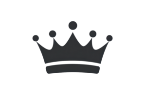 Simple black crown icon with five points on a transparent background, perfect for royalty or leadership concepts in design projects. png