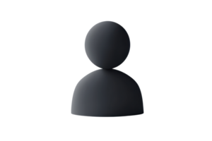 Minimalist 3D avatar icon in dark tones on transparent background, perfect for profiles, placeholders, and website interfaces. png