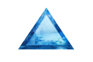 Stunning blue crystal pyramid with intricate internal formations, perfect for abstract and mystical themes in design and art projects. png