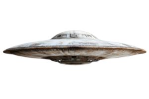 Isolated image of a vintage UFO spaceship. Perfect for science fiction or extraterrestrial-themed projects and designs. png