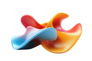 Abstract 3D colorful organic shape with fluid curves and vibrant colors, ideal for modern digital art and creative backgrounds. png